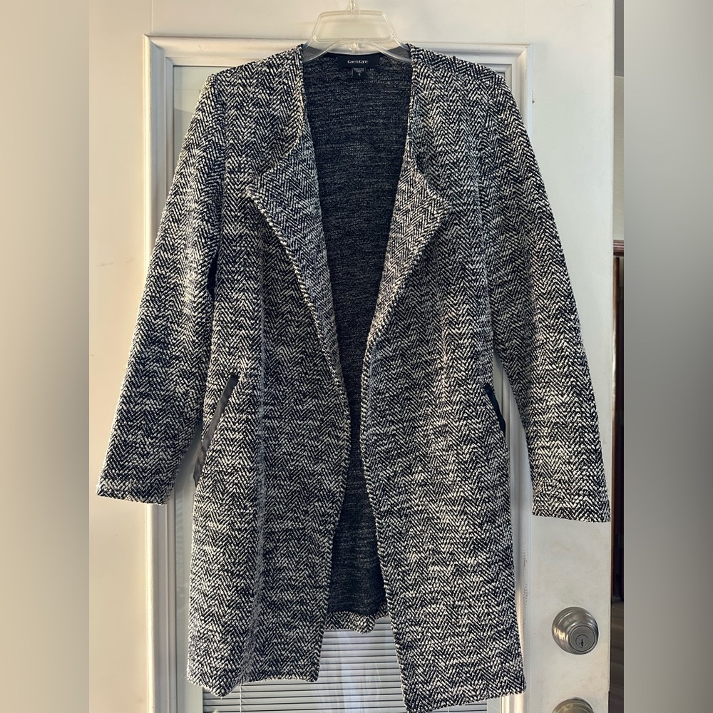 Karen Kane Black and White Herringbone Cardigan